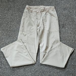 Cherokee Workwear Scrub Pants Tan XS Elastic Waist Wide Leg Comfort Uniform